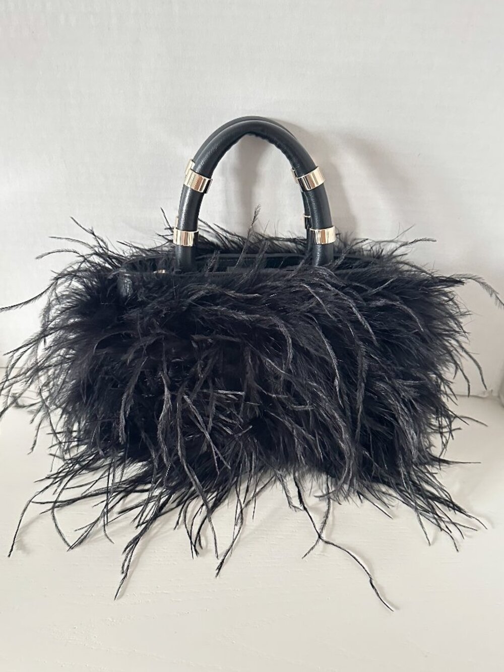 J.LOWERY Black Emily Feather Bag - Used Once - Picture 4 of 5